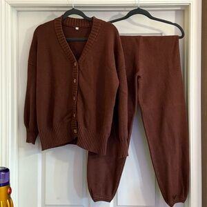 Cozy Brown Knit Cardigan Sweater, Women’s Size Small